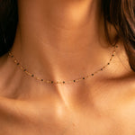 Load image into Gallery viewer, 18ct Gold Black Resin Beaded Necklace

