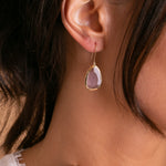 Load image into Gallery viewer, 9ct Gold Plum Cat Eye Stone Drop Earrings

