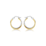 Load image into Gallery viewer, 9ct Gold Two Tone Crossover Hoop Earrings
