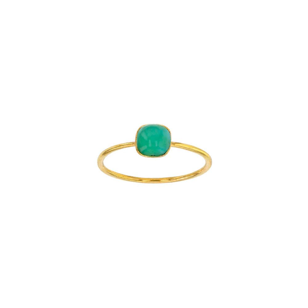 18ct Gold Green Chalcedony Bezel Ring