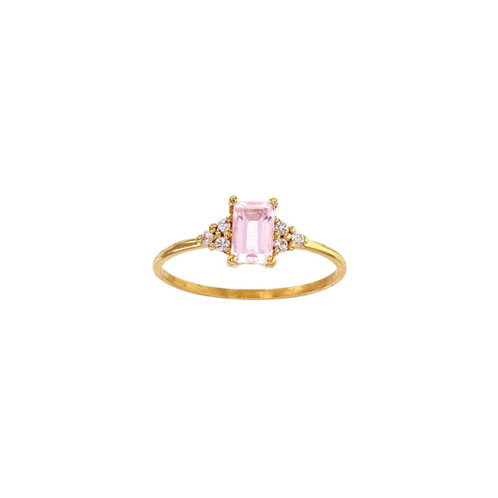 18ct Gold Rose Quartz Diamond Ring