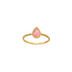 Load image into Gallery viewer, 18ct Gold Pear Rose Quartz Beaded Ring
