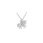 Load image into Gallery viewer, Silver CZ Unicorn &amp; Star Necklace
