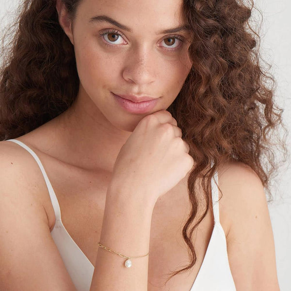 Gold Plated Pearl Chunky Bracelet
