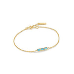 Load image into Gallery viewer, Gold Plated Turquoise Bar Bracelet
