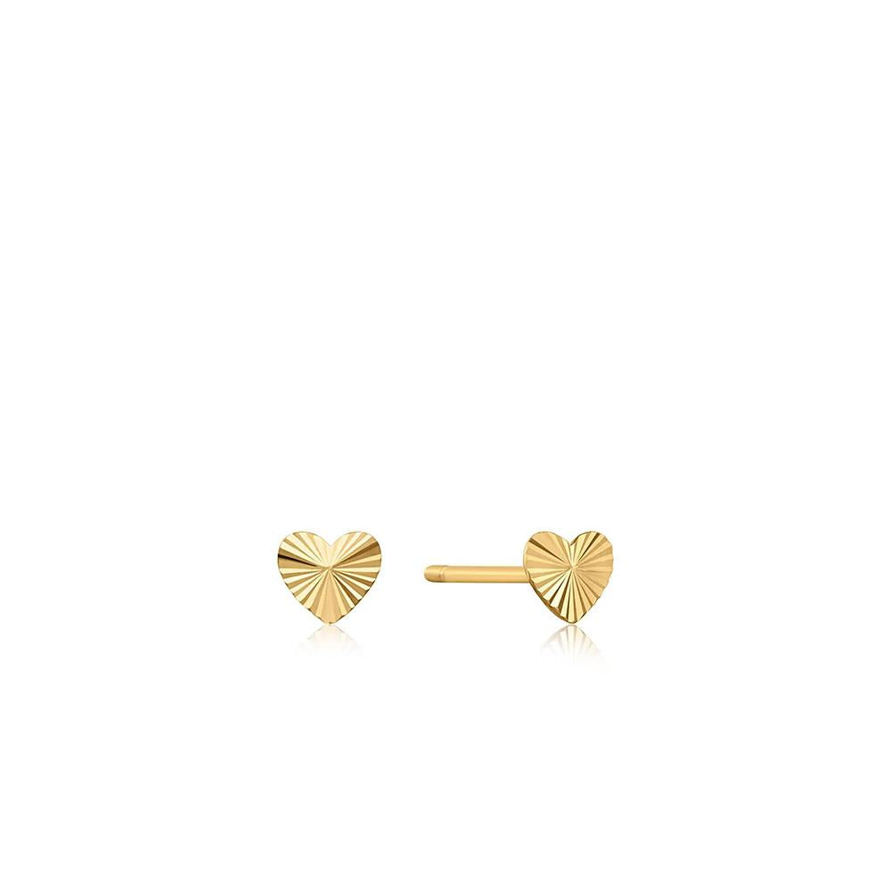 14ct Gold Heart Stud Earrings