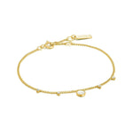 Load image into Gallery viewer, Gold Plated Mother of Pearl Drop Disc Bracelet
