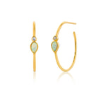 Load image into Gallery viewer, Gold Plated Pear Opal Hoop Earrings
