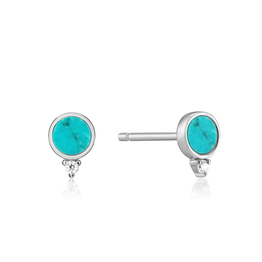 Silver Hidden Gem Turquoise Stud Earrings