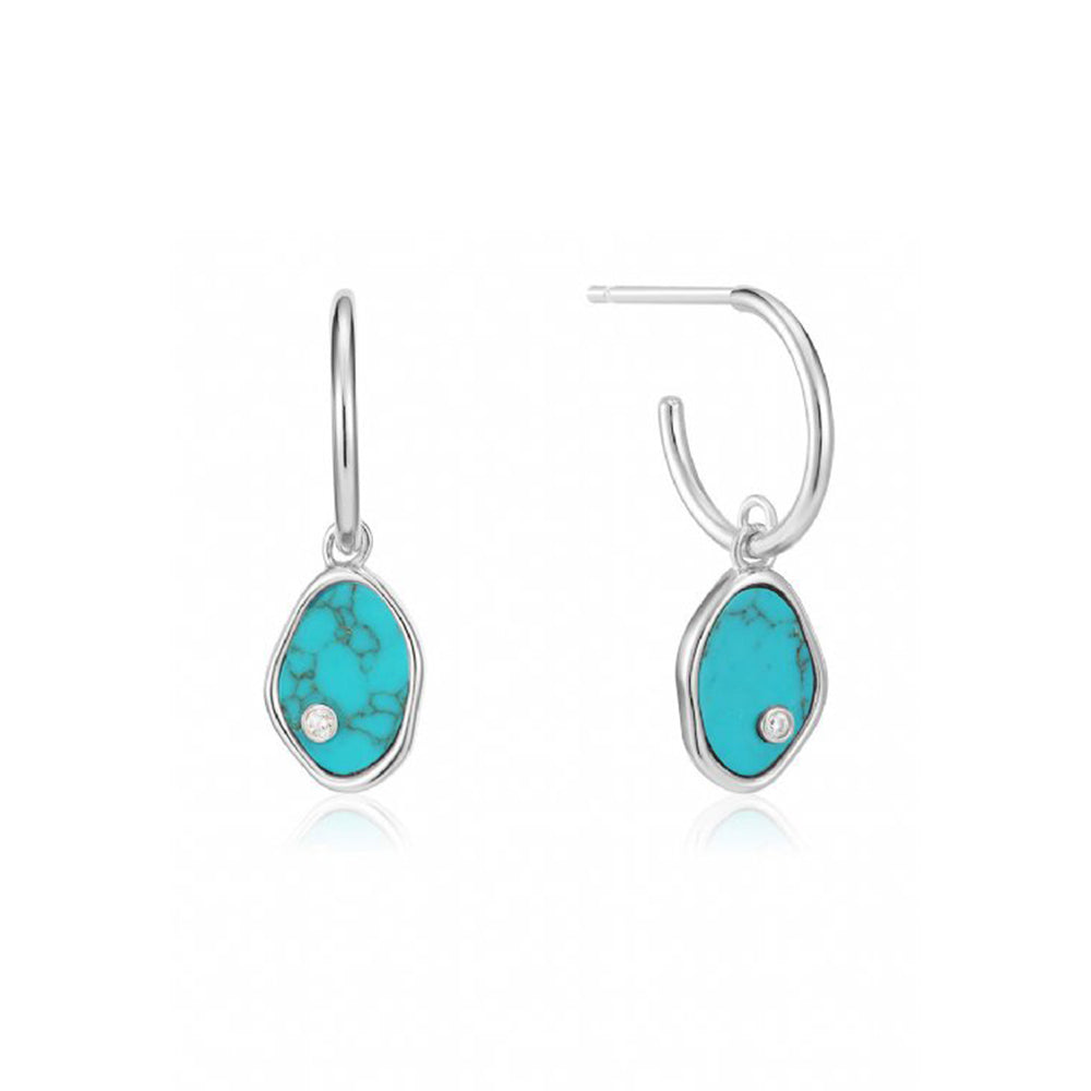 Silver Tidal Turquoise Mini Hoop Earrings