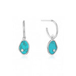 Load image into Gallery viewer, Silver Tidal Turquoise Mini Hoop Earrings
