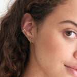 Load image into Gallery viewer, Gold Plated Sage Enamel Huggie Hoop Earrings

