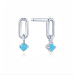 Load image into Gallery viewer, Silver Turquoise Link Stud Earrings
