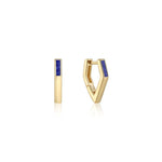 Load image into Gallery viewer, Gold Plated Lapis Angular Hoop Earrings
