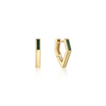 Load image into Gallery viewer, Gold Plated Malachite Angular Hoop Earrings

