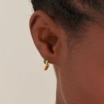 Load image into Gallery viewer, Malachite Emblem Huggie Hoop Earrings
