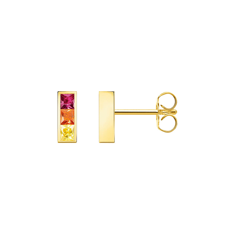Gold Plated Pave Set Colourful CZ Stud Earrings