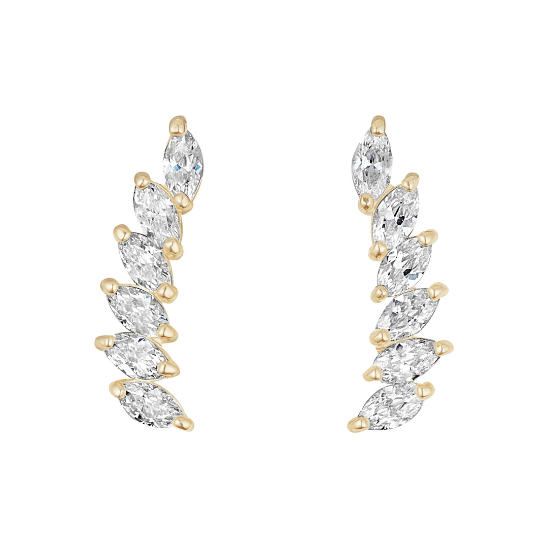 9ct Gold Marquise Ear Climber Six Stones