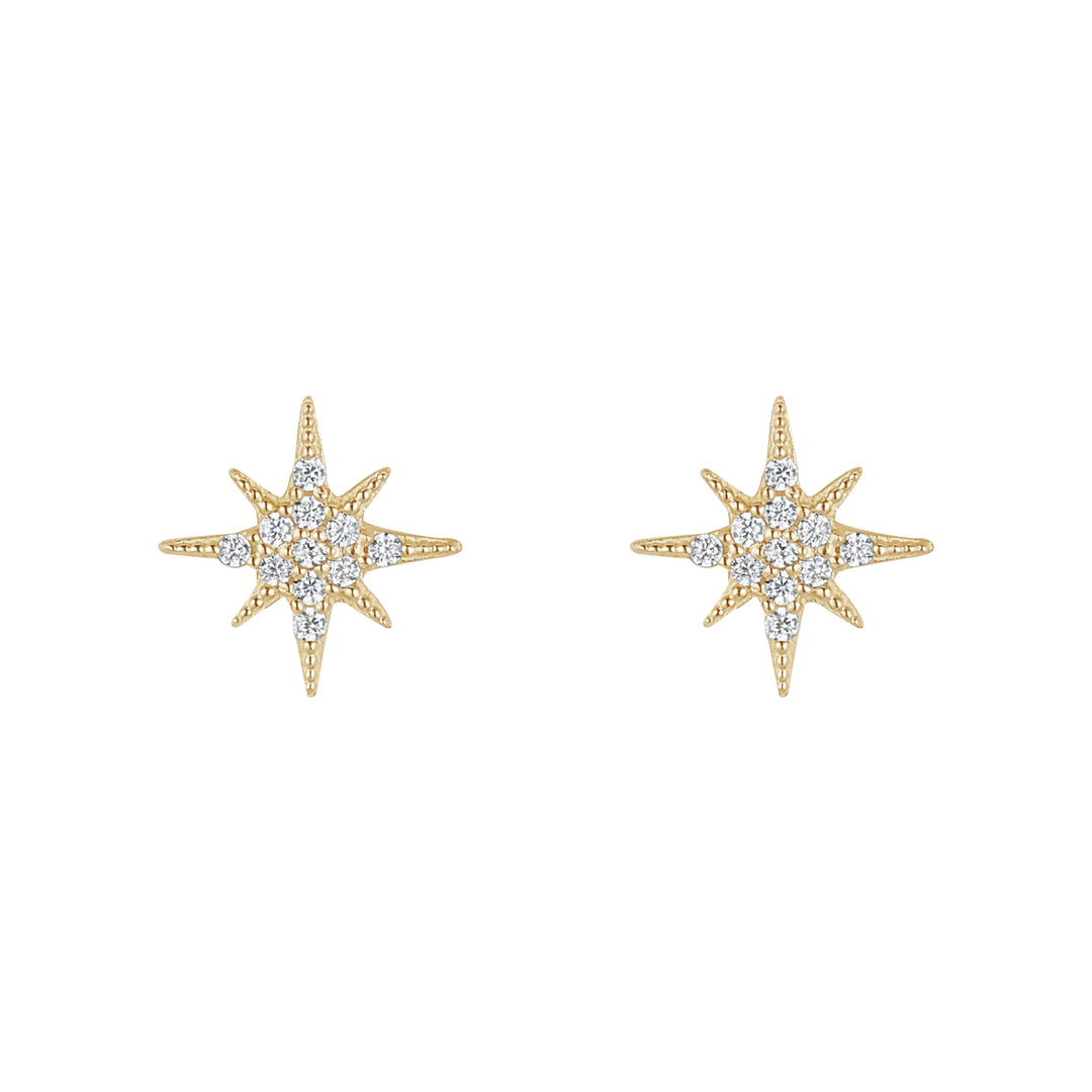 9ct Gold North Star Stud Earrings