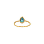 Load image into Gallery viewer, 18ct Gold Pear Topaz Beaded Finish Ring
