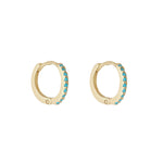 Load image into Gallery viewer, 9ct Gold Turquoise Stone Huggie Hoop Earrings
