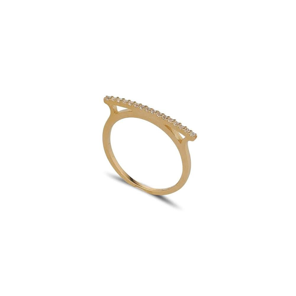 9ct Gold CZ Bar Ring
