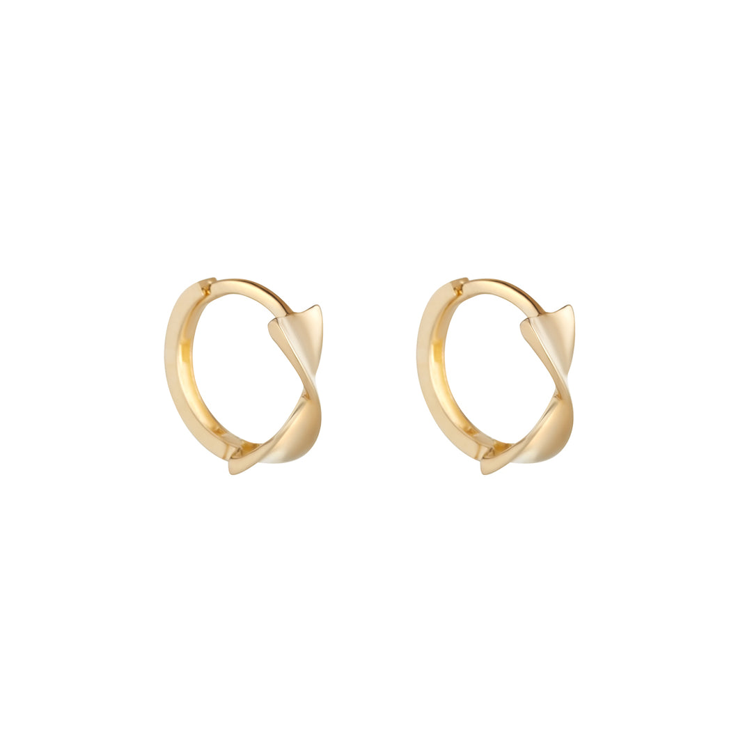 9ct Gold Bow Twist Huggie Hoop Earrings