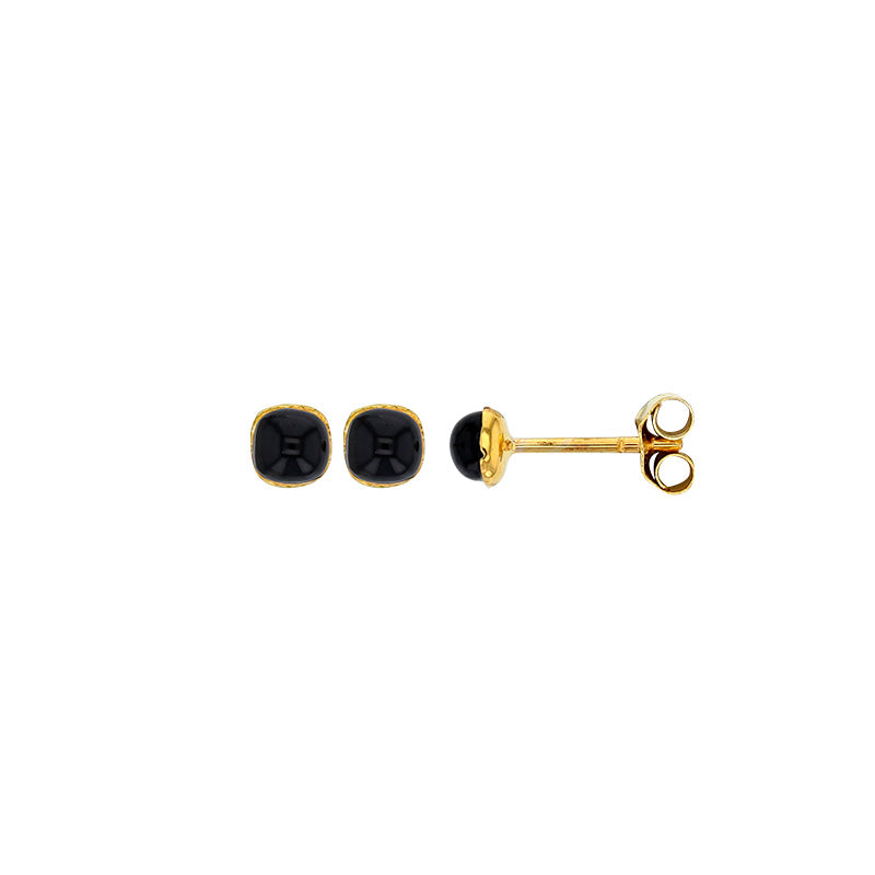 18ct Gold Black Onyx Bezel Stud Earrings