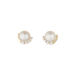 Load image into Gallery viewer, 9ct Gold Freshwater Pearl CZ Halo Stud Earrings
