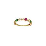 Load image into Gallery viewer, 18ct Gold CZ Red Green Fuchsia Ring
