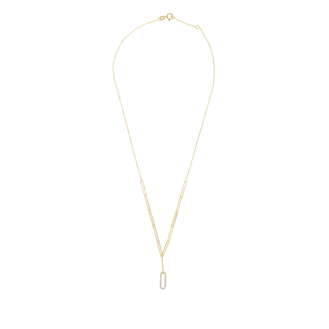 9ct Gold Paperlink CZ Necklace