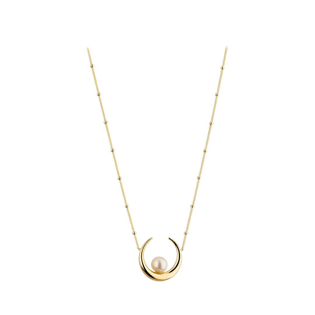 9ct Gold Crescent Pearl Necklace