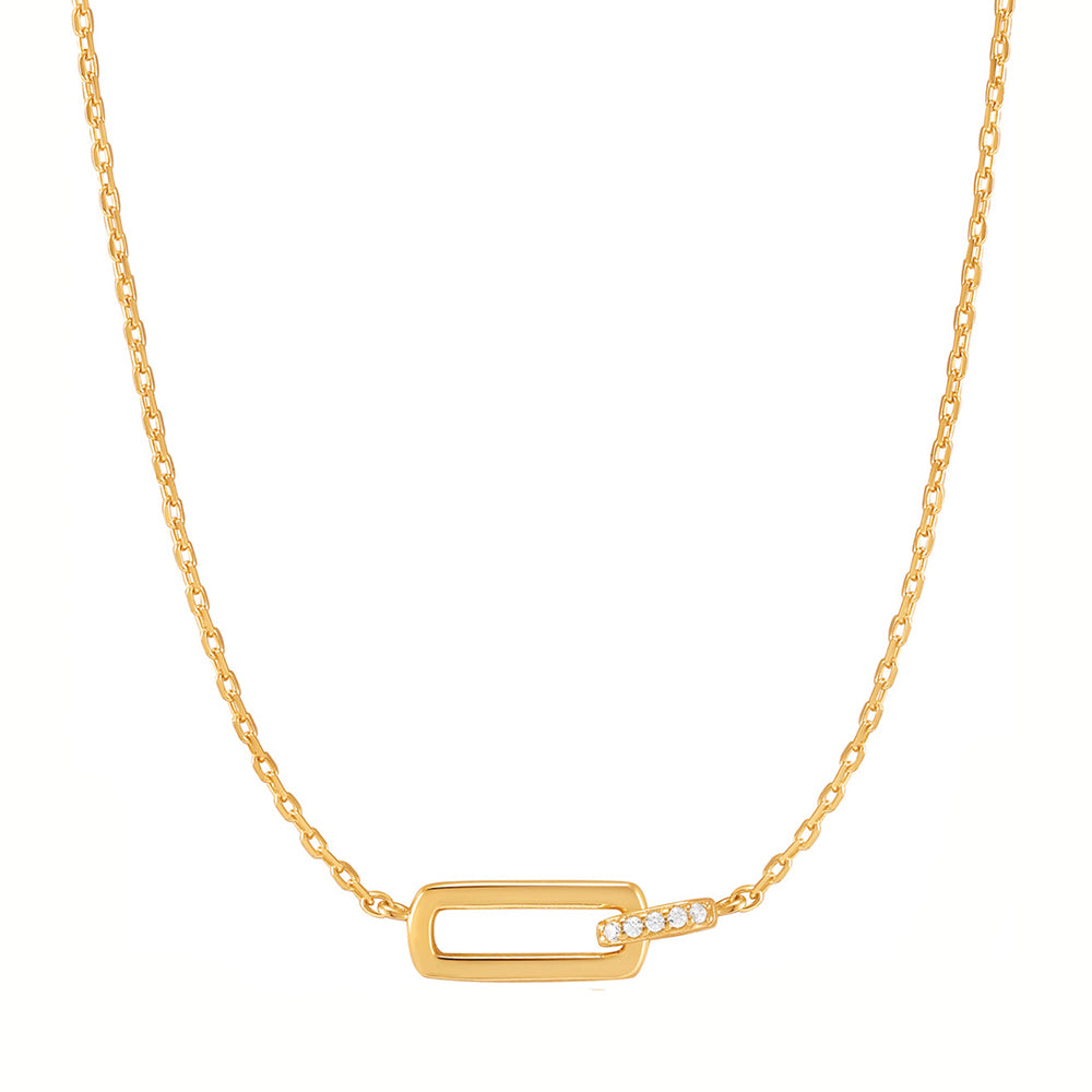 Gold Plated Glam Interlock Necklace