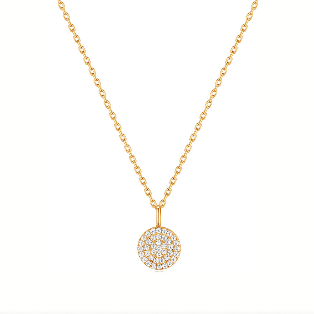 Gold Plated Glam Disc Pendant Necklace