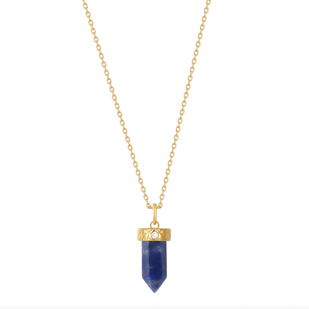 Gold Plated Lapis Point Necklace