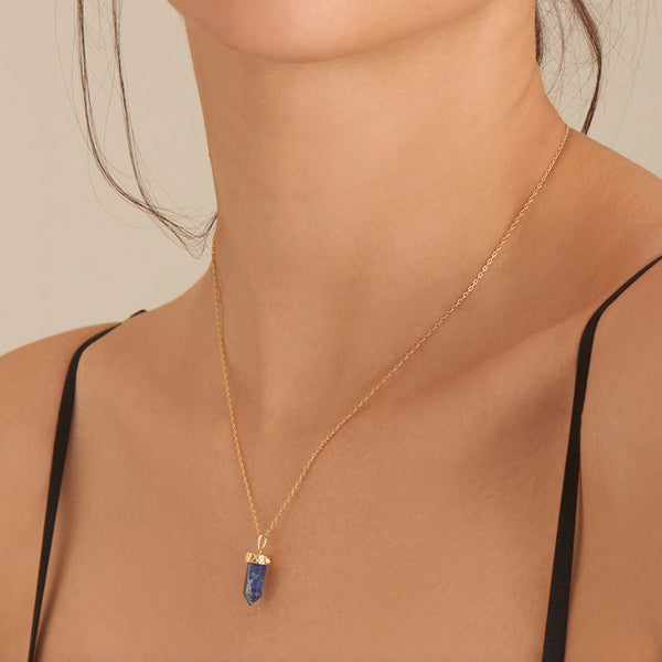 Gold Plated Lapis Point Necklace