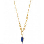 Load image into Gallery viewer, Gold Plated Lapis Emblem Pendant Necklace
