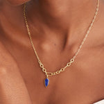 Load image into Gallery viewer, Gold Plated Lapis Emblem Pendant Necklace
