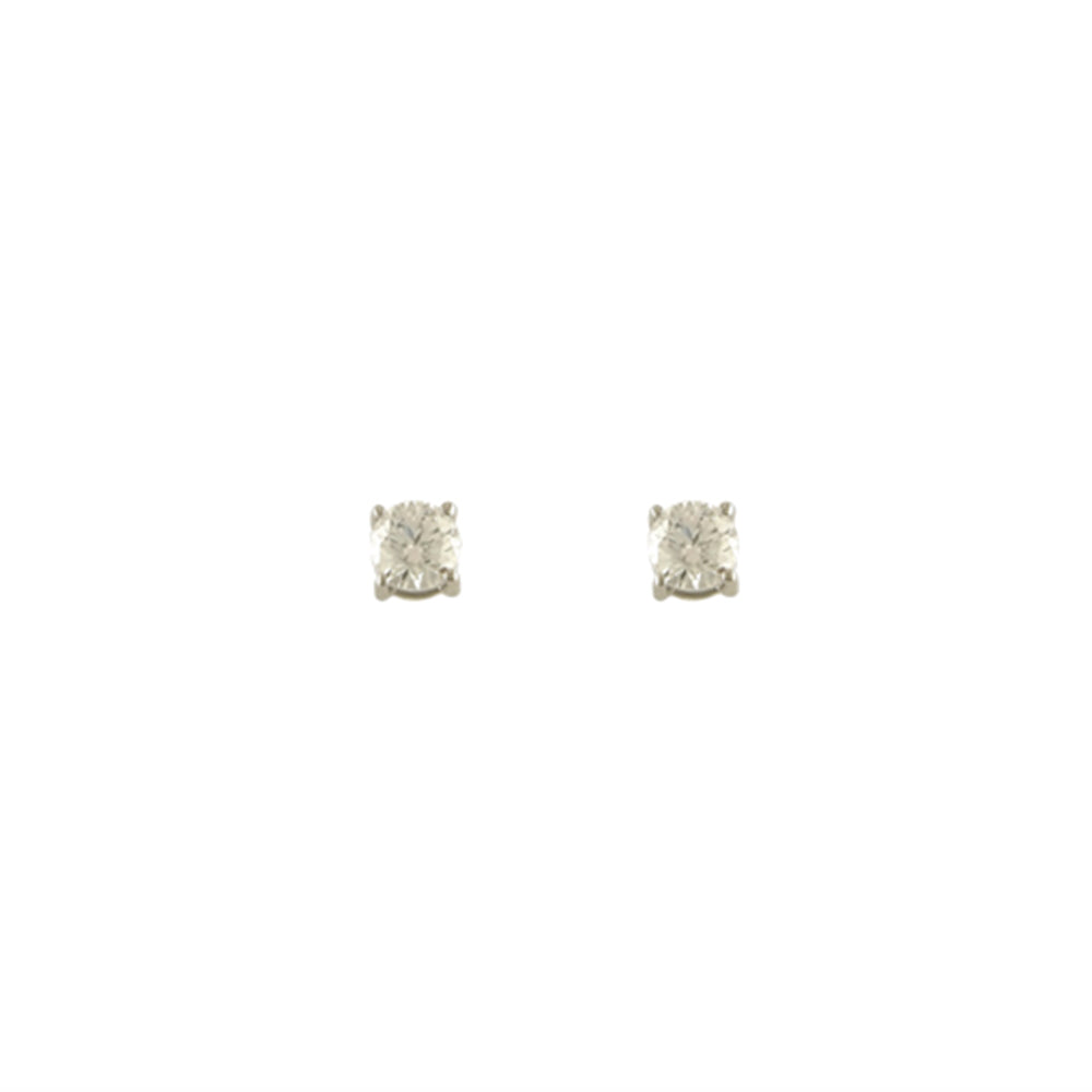 9ct White Gold 4mm Claw CZ Stud Earrings
