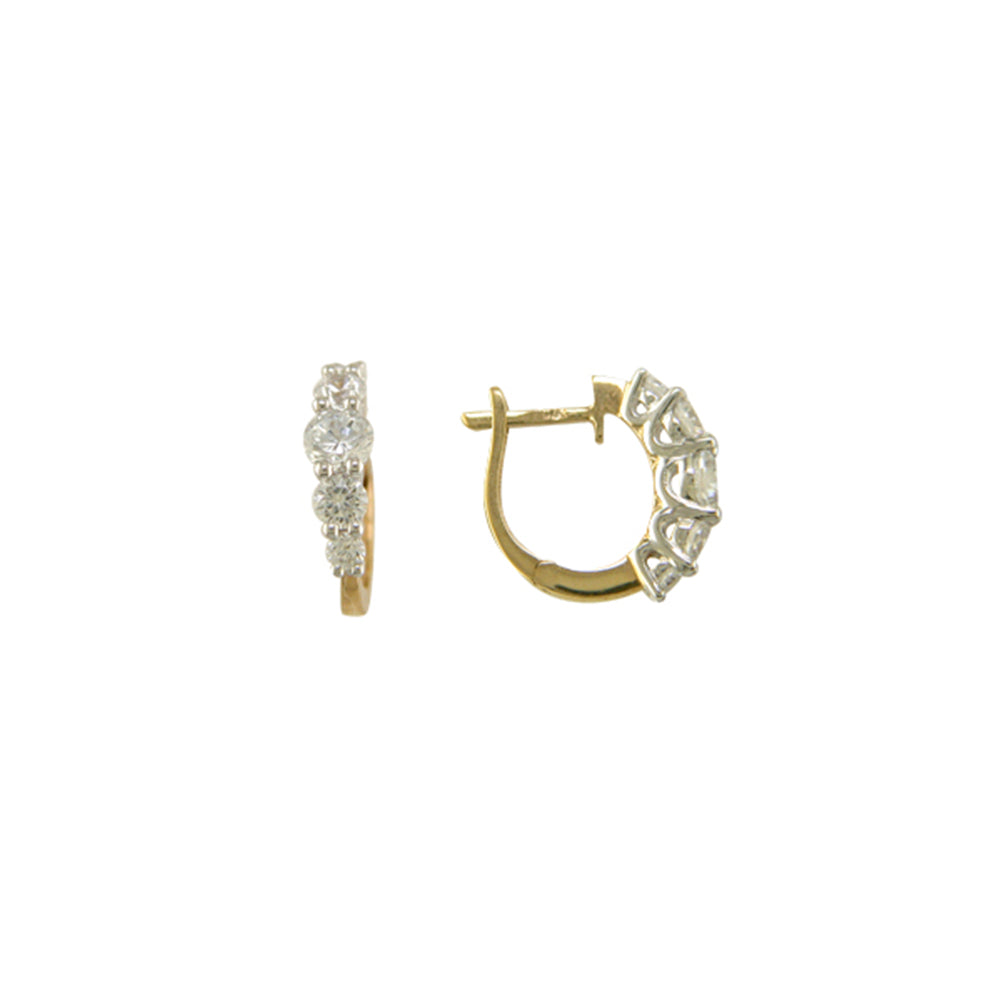 9ct Gold CZ Set Huggie Earrings