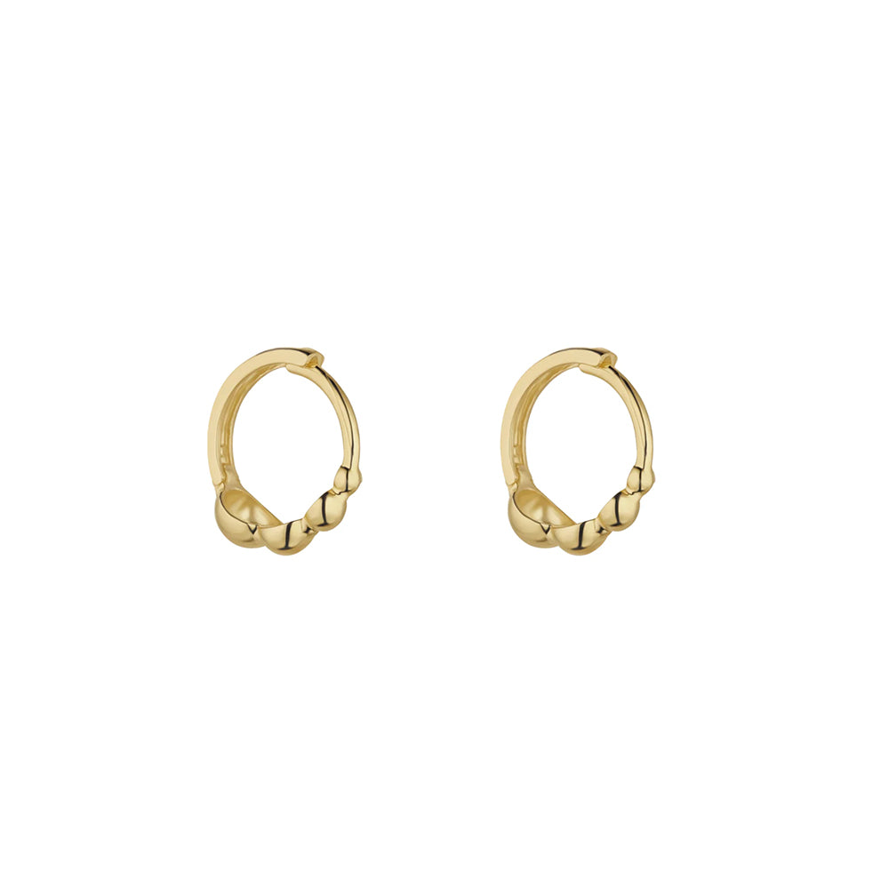 9ct Gold Triple Ball Huggie Earrings