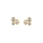 Load image into Gallery viewer, 9ct Gold Bezel Set 3 CZ Stud Earrings
