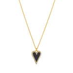 Load image into Gallery viewer, 9ct Gold Black Onyx CZ Halo Heart Necklace
