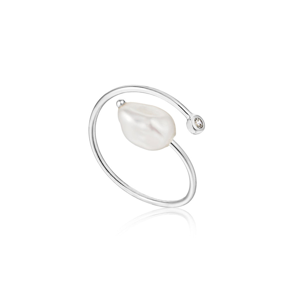 Silver Pearl Twist Ring