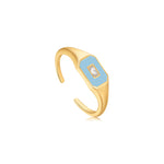 Load image into Gallery viewer, Gold Plated Powder Blue Enamel Ring
