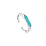 Load image into Gallery viewer, Silver Teal Enamel Bar Ring
