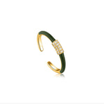 Load image into Gallery viewer, Gold Plated Forest Green Enamel Ring
