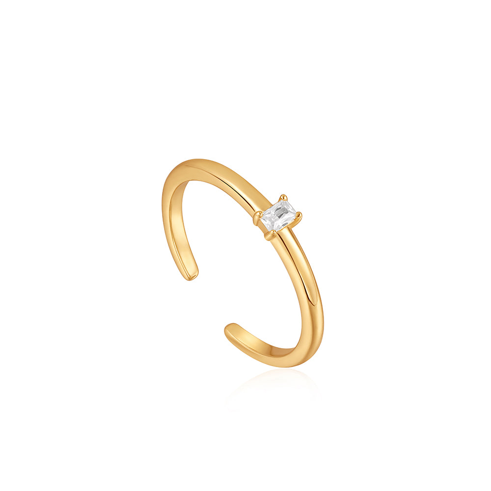 Gold Plated CZ Adjustable Ring