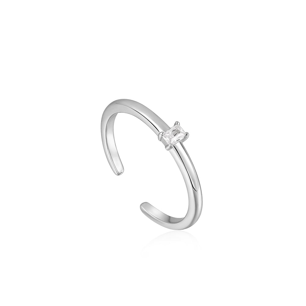 Silver CZ Adjustable Ring