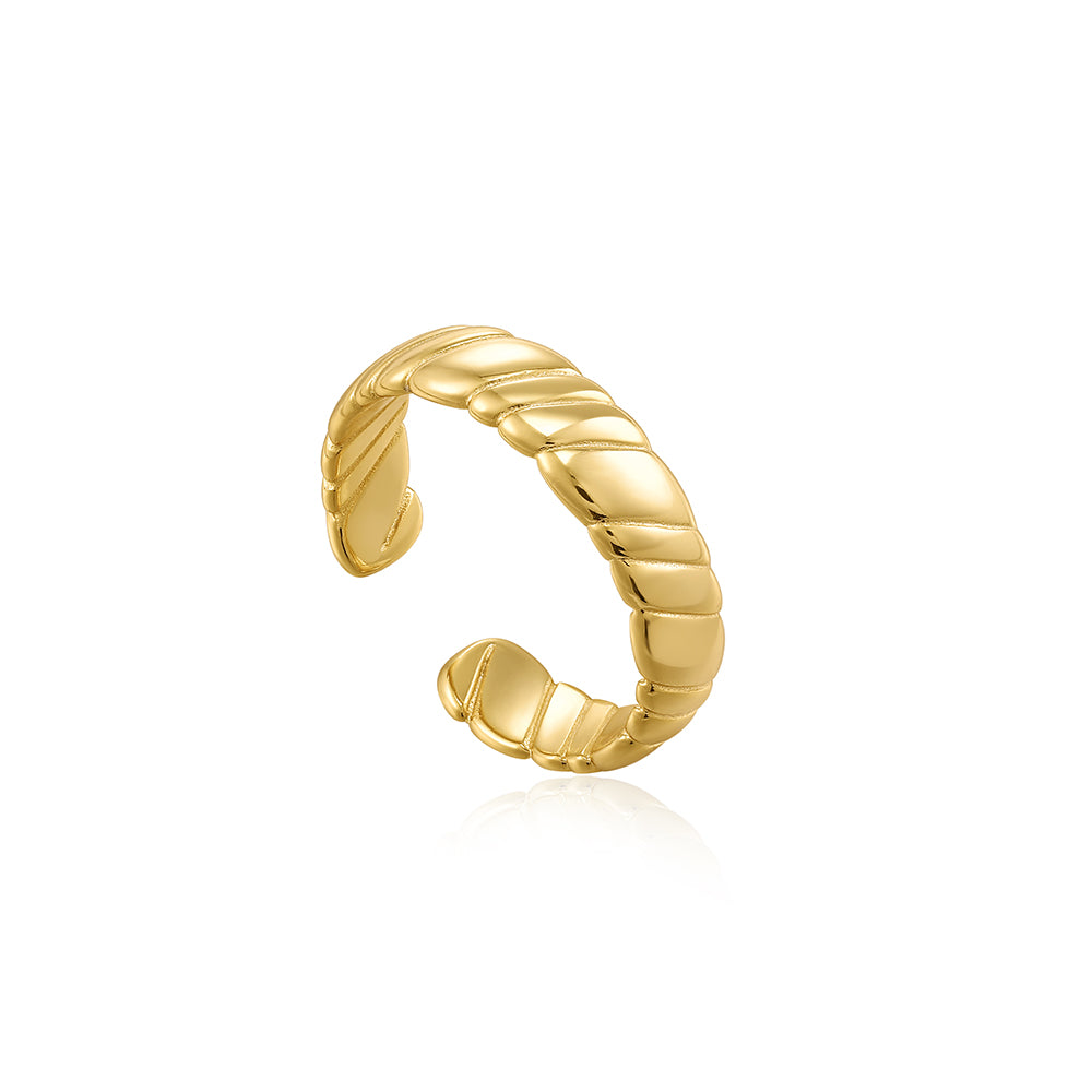 Gold Plated Smooth Twist Wide Band Ring